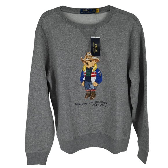NWT Ralph Lauren Men's Cowboy Hat Polo Bear Fleece Pullover Sweatshirt - Picture 2 of 3